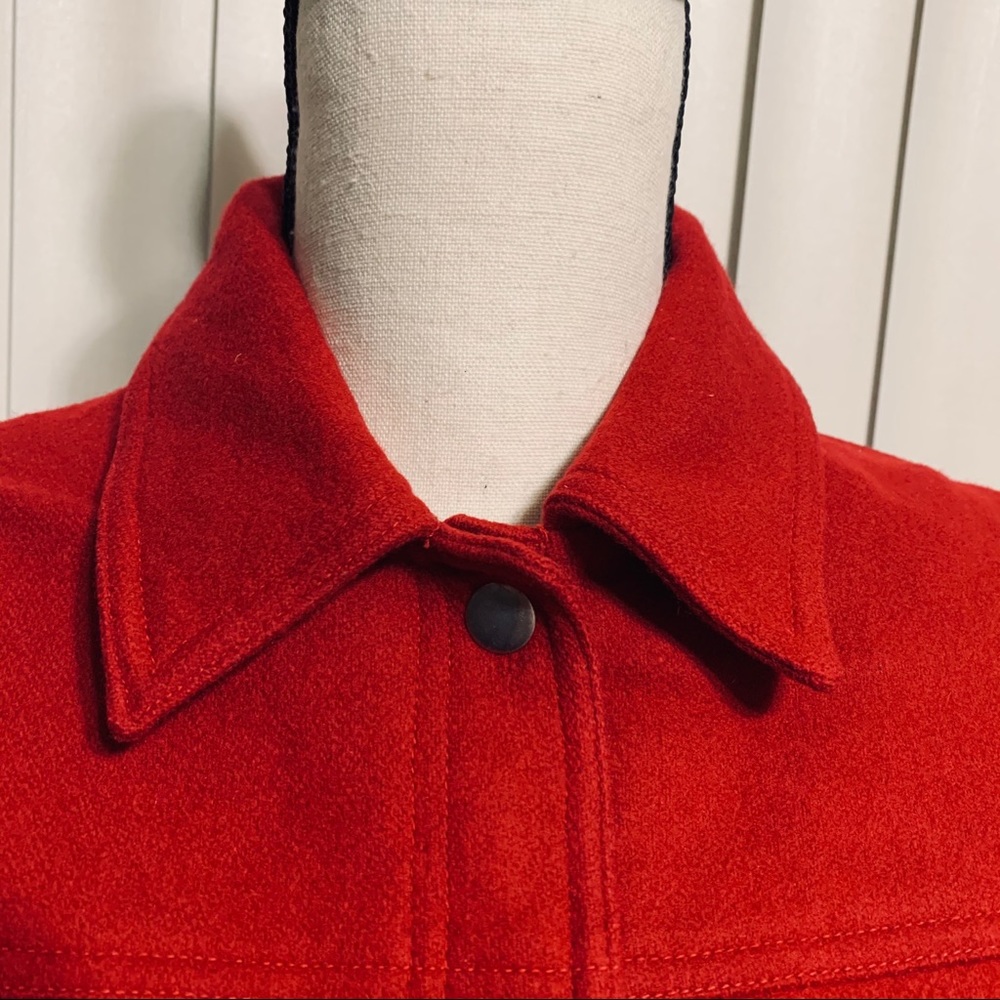 Express Red Collared Snap Button Wool Jacket - image 4